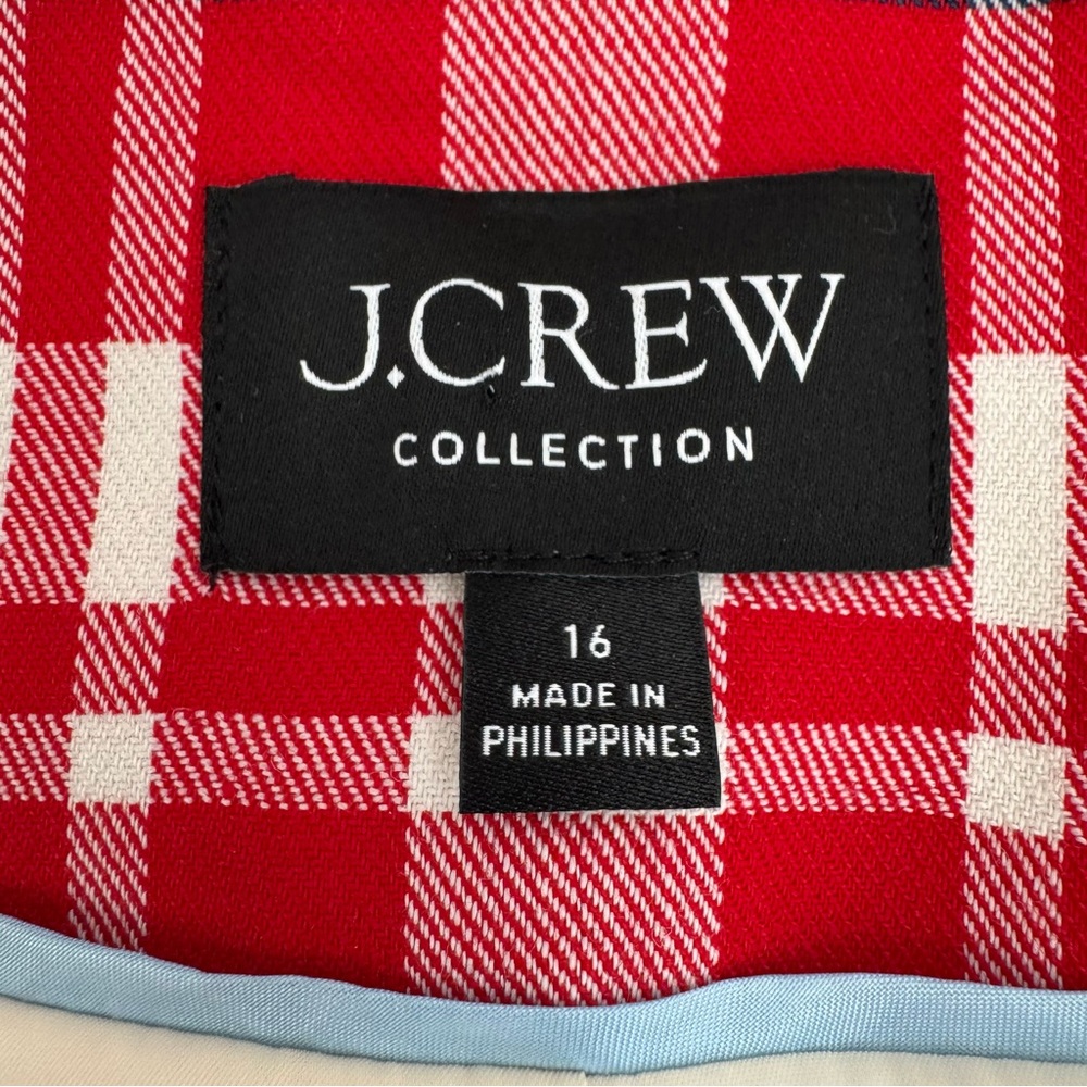 J Crew Collection Size 16 vibrant flame red plaid city wool Lady Jacket BV222 - Picture 5 of 12
